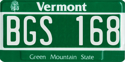 VT license plate BGS168