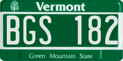 VT license plate BGS182