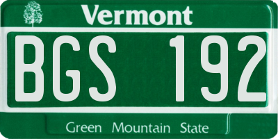 VT license plate BGS192
