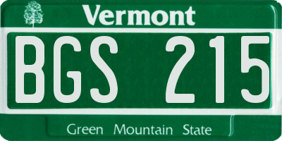 VT license plate BGS215