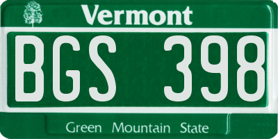 VT license plate BGS398