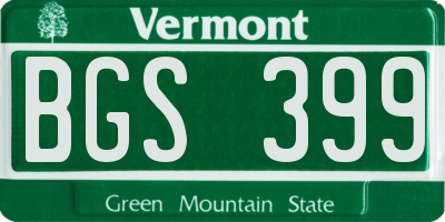 VT license plate BGS399