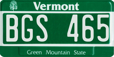 VT license plate BGS465