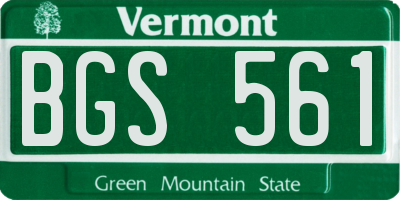 VT license plate BGS561