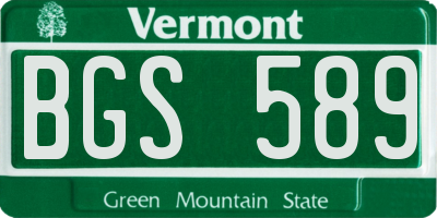 VT license plate BGS589
