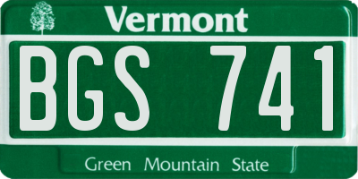 VT license plate BGS741