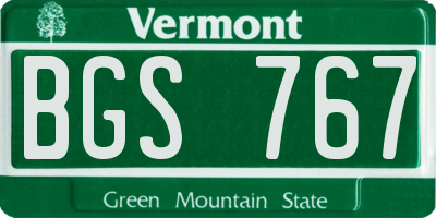 VT license plate BGS767