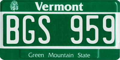 VT license plate BGS959