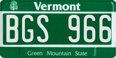 VT license plate BGS966
