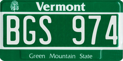 VT license plate BGS974