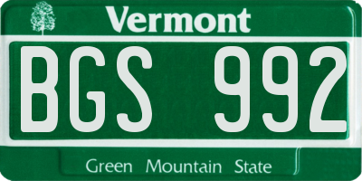 VT license plate BGS992