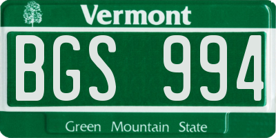 VT license plate BGS994