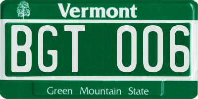 VT license plate BGT006