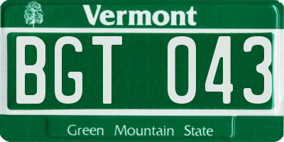 VT license plate BGT043
