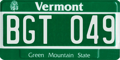 VT license plate BGT049