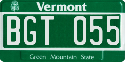 VT license plate BGT055