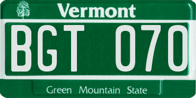 VT license plate BGT070