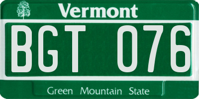 VT license plate BGT076