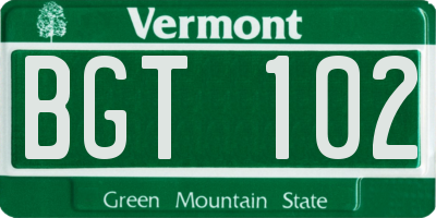 VT license plate BGT102