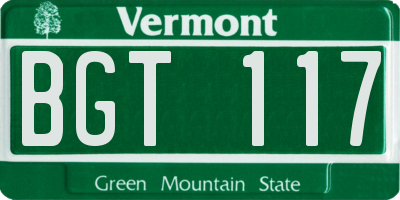 VT license plate BGT117