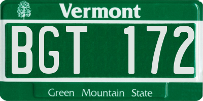 VT license plate BGT172