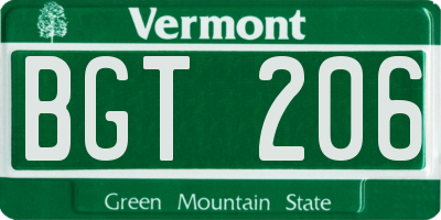VT license plate BGT206