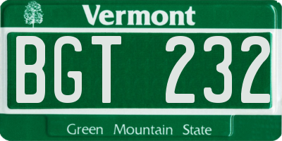 VT license plate BGT232