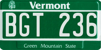 VT license plate BGT236