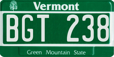 VT license plate BGT238