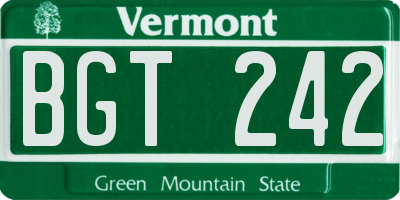 VT license plate BGT242