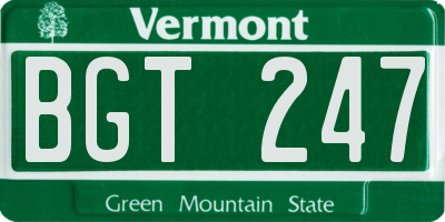 VT license plate BGT247