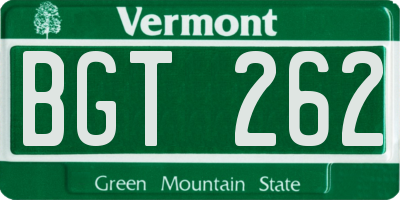 VT license plate BGT262
