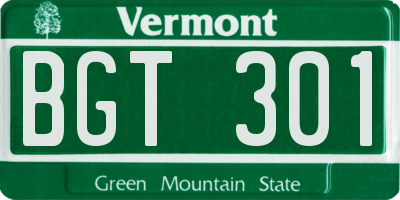 VT license plate BGT301