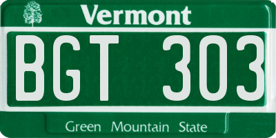 VT license plate BGT303