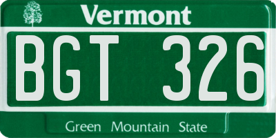 VT license plate BGT326