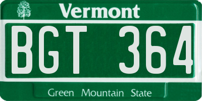 VT license plate BGT364