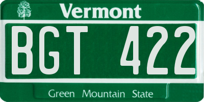 VT license plate BGT422