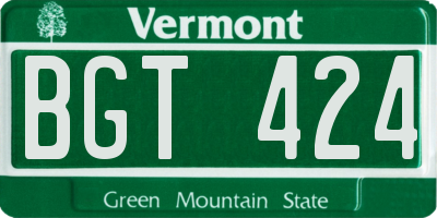 VT license plate BGT424