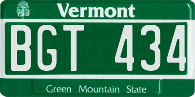 VT license plate BGT434
