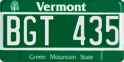 VT license plate BGT435