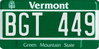VT license plate BGT449