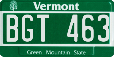 VT license plate BGT463