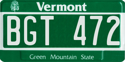 VT license plate BGT472