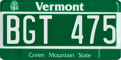 VT license plate BGT475