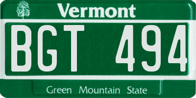 VT license plate BGT494