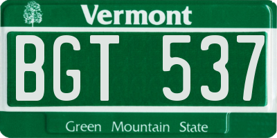 VT license plate BGT537