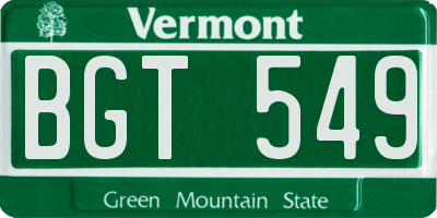 VT license plate BGT549