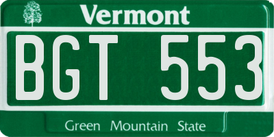 VT license plate BGT553
