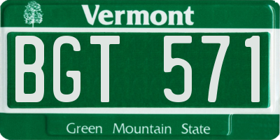 VT license plate BGT571