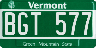 VT license plate BGT577